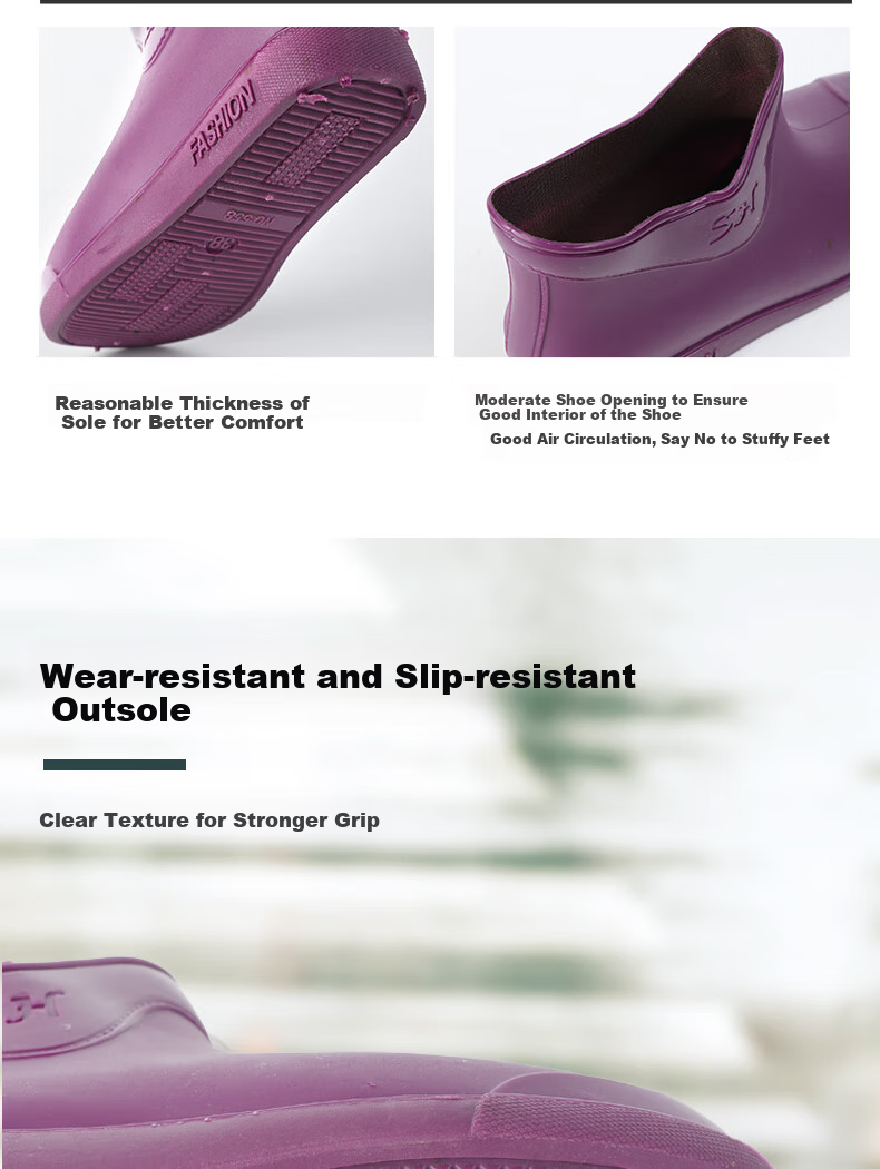 FOOTOPPO Women's Short Rain Boots, Water Shoes, Waterproof Rubber Shoes, Non-Slip Overshoes for Women, Adult Rain Boots 7