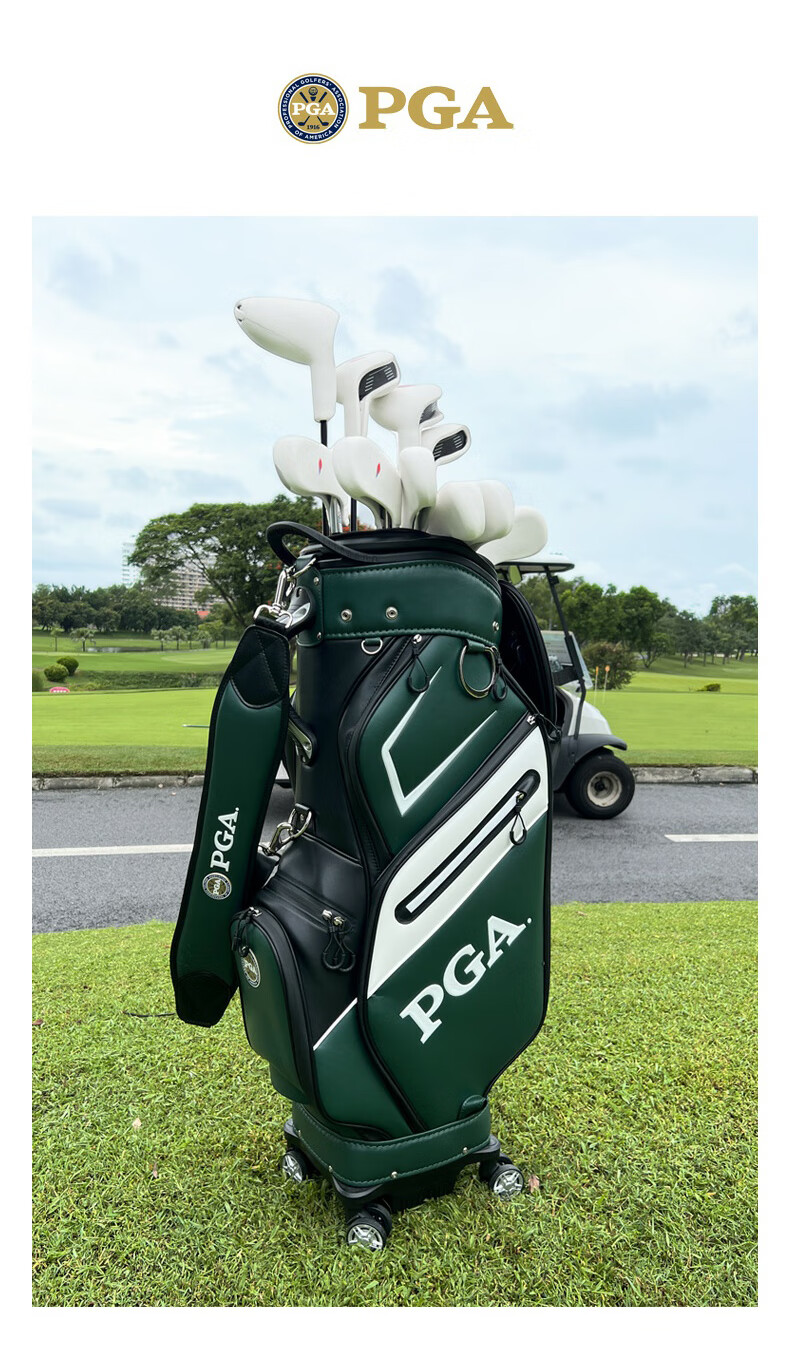 PGA Golf Bag for Men, Omnidirectional Four-Wheel Push-Pull Retractable Carry-On Golf Bag, Fully Waterproof And Multifunctional, Navy Blue 3