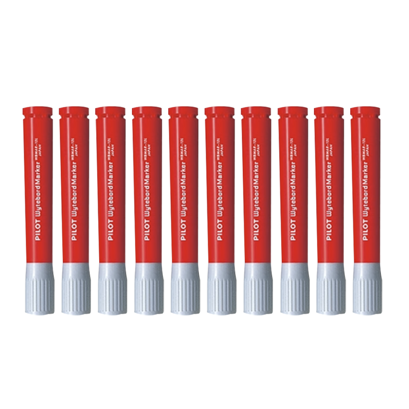 PILOT Large Capacity Erasable Whiteboard Markers, Water-Based Erasable Thick Barrel Markers, Logistics Marker Pens, WBMAR-12L Red 10-Pack