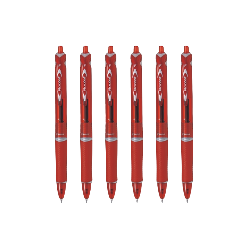 PILOT Retractable Ballpoint Pen, Acroball Smooth Writing Ballpoint Pen, Student Office Exam Pen BPAB-15F, 0.7mm, Red, Pack of 6