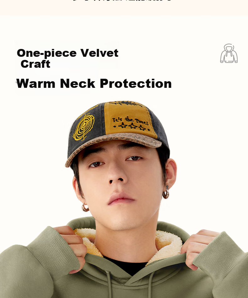 MINISO Thickened Lamb Fleece Hoodie Men's Winter Cold-Resistant Warm Heavyweight Versatile Pullover Light Beige XL 25