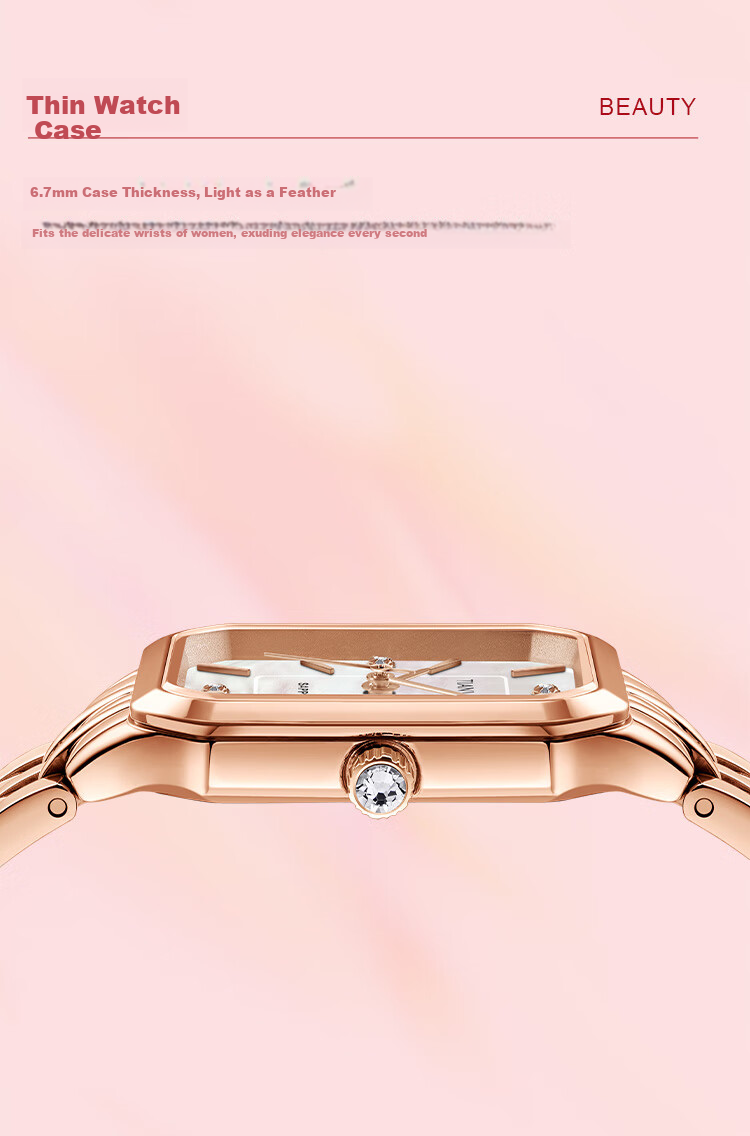 TIAN WANG Ladies' Watch, Birthday Gift, Small Square Watch, Steel Strap Quartz Watch LS31542S.S1.W 20