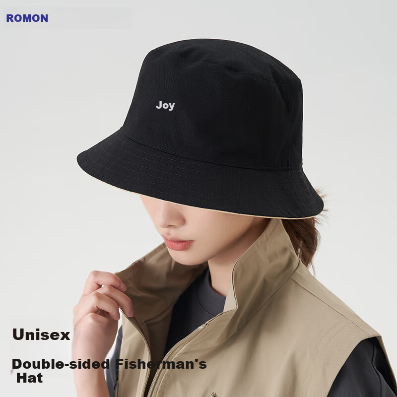 Luomeng Sun Protection Hat for Spring And Summer, Men's Large Head Circumference Hat, Double-Sided Fisherman Hat for Women, Korean Style Versatile Japanese-Style Sun Hat