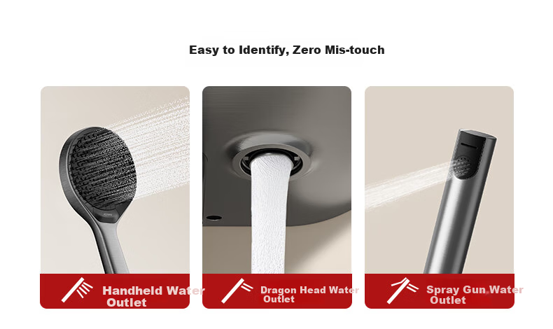 JOMOO Shower Set with Piano Key Temperature Control, Separate Shower Head IMAX Silk Rain Youth Edition 25048-695/HBS 18