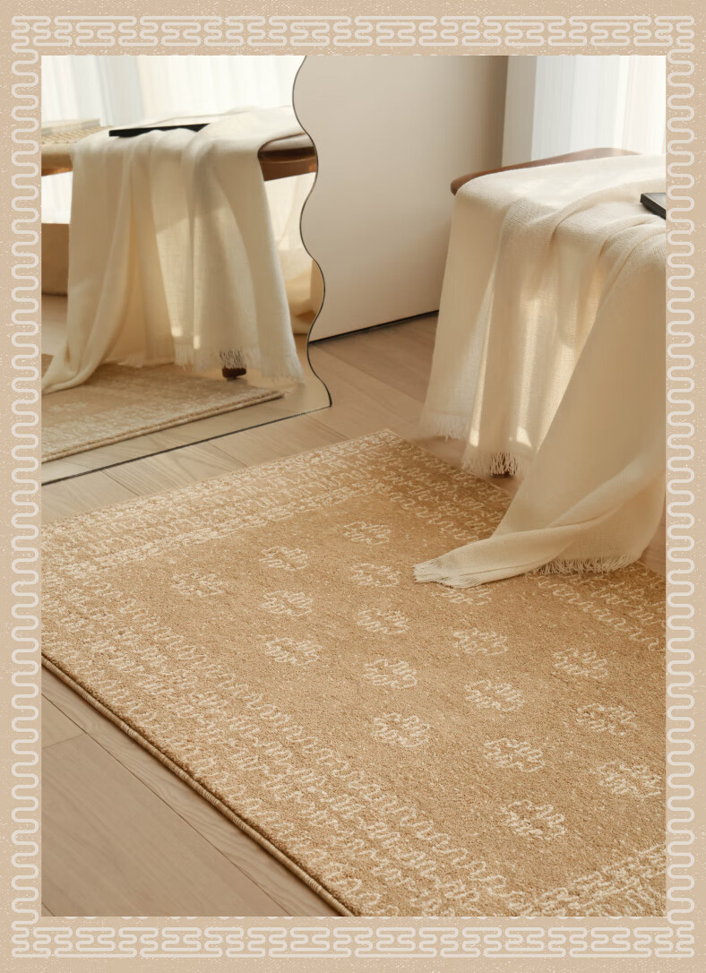 Saibosi Beautiful Champagne Gold Lucky Woven Entrance Mat, French-Style Non-Absorbent Hallway Doormat, Foot Mat for Entryway, 80X120CM 17