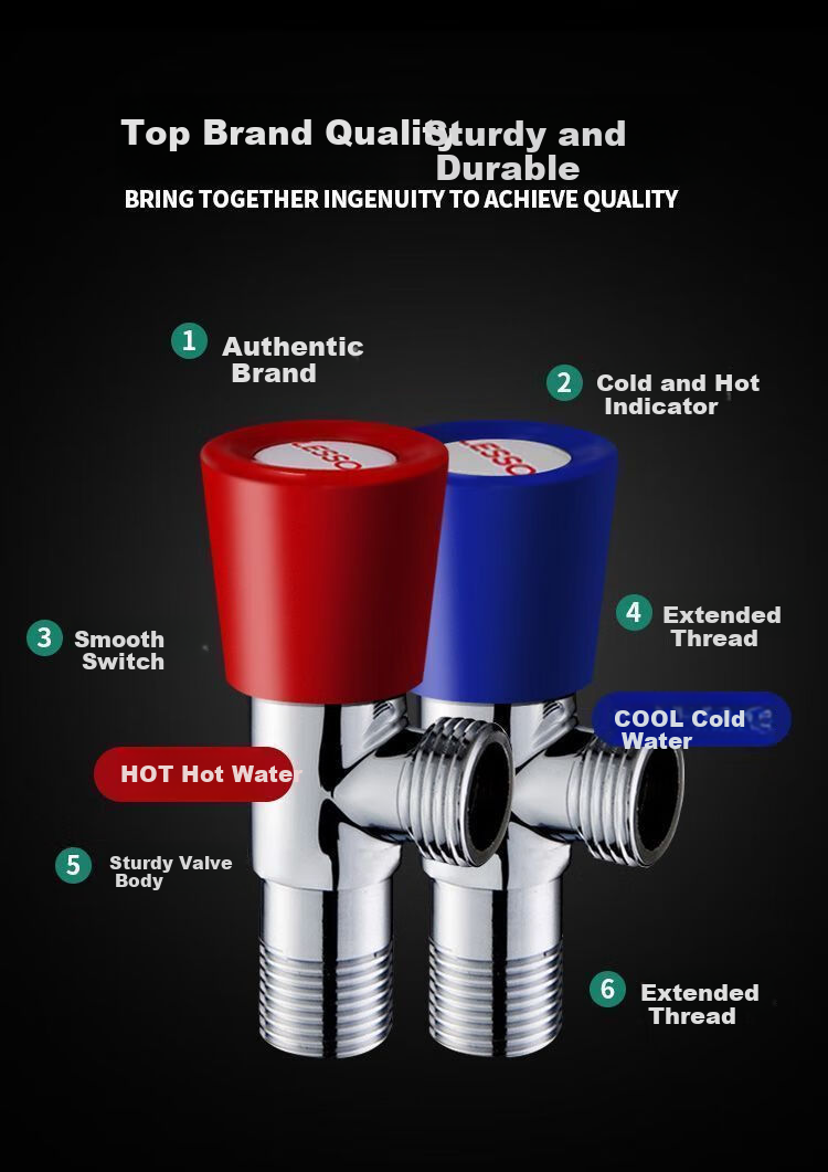 Liansu Stainless Steel Angle Valve Cold and Hot Copper Triangle Valve Water Stop Inlet Valve 1/2 Inch Water Heater Toilet Blue Single Mark 5