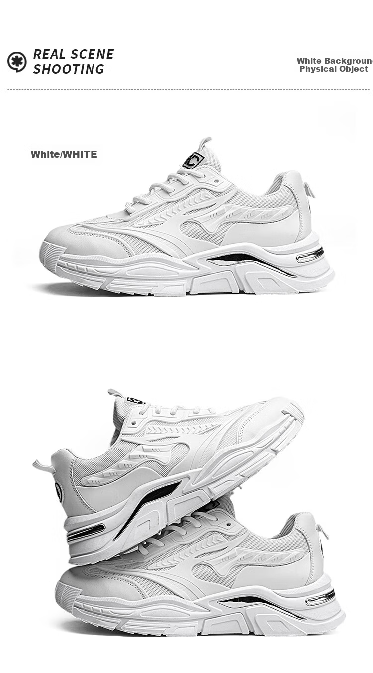 CVOJOO Dad Shoes for Men, Height-Increasing Lightweight Casual Shoes, Trendy Versatile Outdoor Running Sports Shoes for Men, ZY73 White, Size 42 12