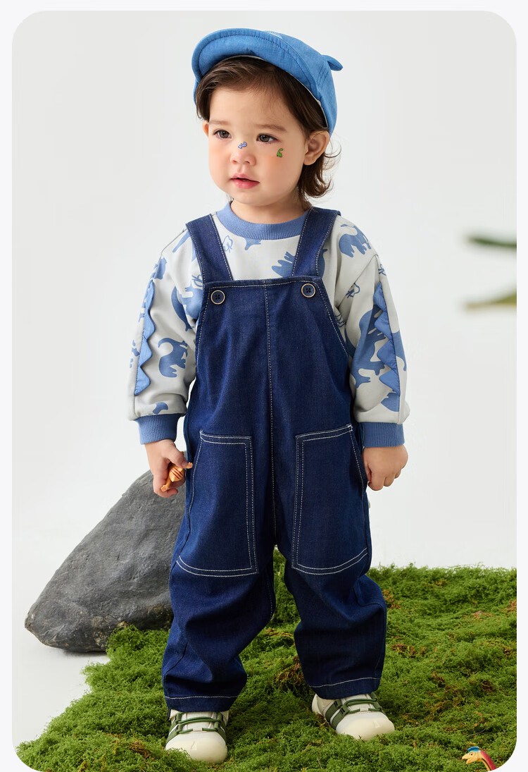 Minibala Boys And Girls Suspender Pants, Comfortable Elastic Eco-Friendly Cute Dinosaur Design Two-Piece [Suspenders Set] 10