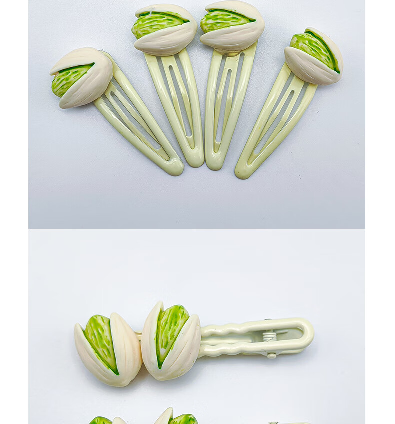 Jiaoxuefei Pistachio Duck-Bill Clips 2-Pack, Forehead Hair Claw Clip, Straight Clip, Side Bangs Clip 1