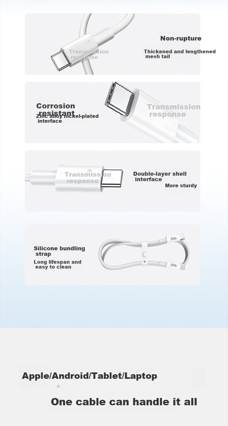Chuanying Type-C Data Cable PD60W Compatible with Huawei, Xiaomi, Android Fast Charging Cables for Apple IPhone 18/17/16/15 Car Charger Cable Sold by JD 8