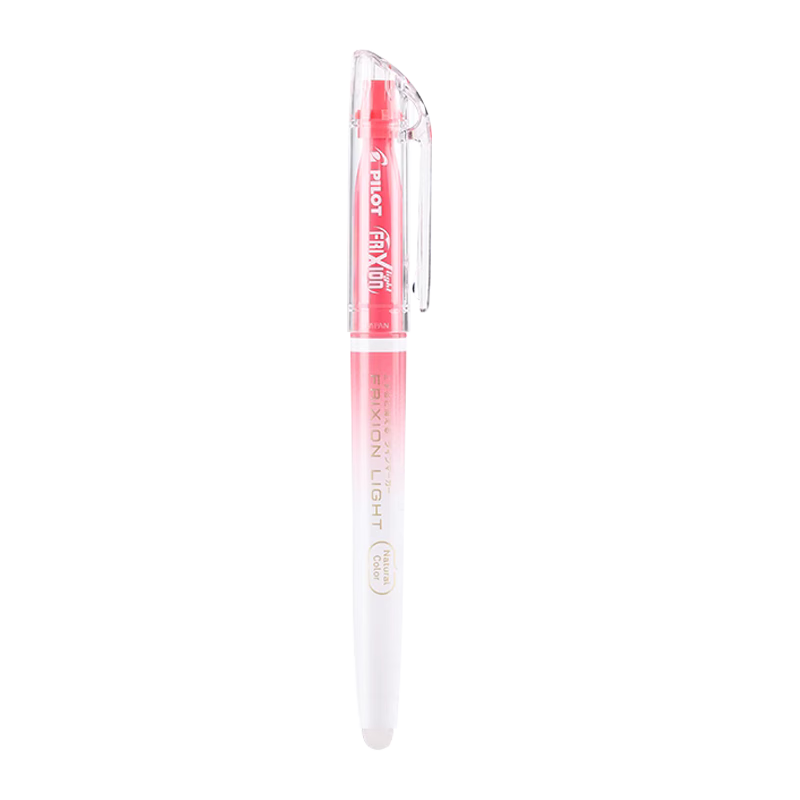 PILOT Erasable Highlighter, Natural Color Series, Colored Frixion Marker, Fluorescent Pen, Highlighting Pen, Student Marking Pen, Stationery SFL-10SL Slanted White Barrel, Red