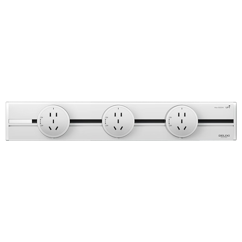 DELIXI Track Socket Fourth Generation Movable Wall-Mounted Power Strip White 0.4m Rail + 3 Outlets