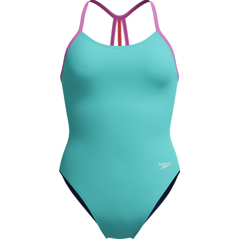 Speedo Kids Competitive Training Series Flexible Shoulder Strap Youth Printed One-Piece Swimsuit Girls Blue/Purple Age 7-8