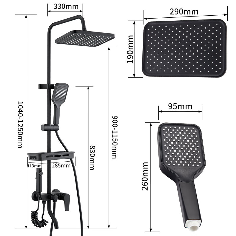 KEGOO Shower Head Set with Copper Mixing Valve, Integrated Bathroom Pressure-Boosting Shower Sprayer, Bathing And Sanitary Kit K4050