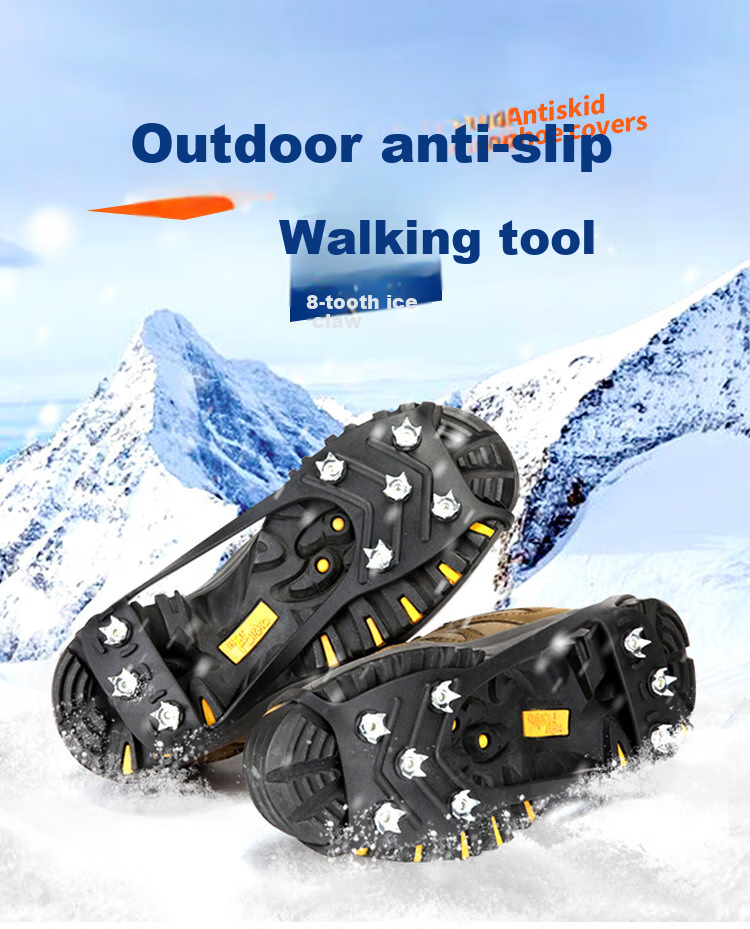 Andatong Ice Claw Non-Slip Shoe Covers for Outdoor Hiking, Snow Climbing, And Anti-Slip Snow Shoes [Enhanced 8-Tooth Design] Sizes 34-40 1