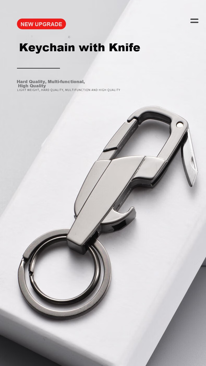 Jinlongxing Keychain with Mini Knife, Multi-Functional Bottle Opener, Express Knife, Key Pendant, Metal Key Ring A1067 1
