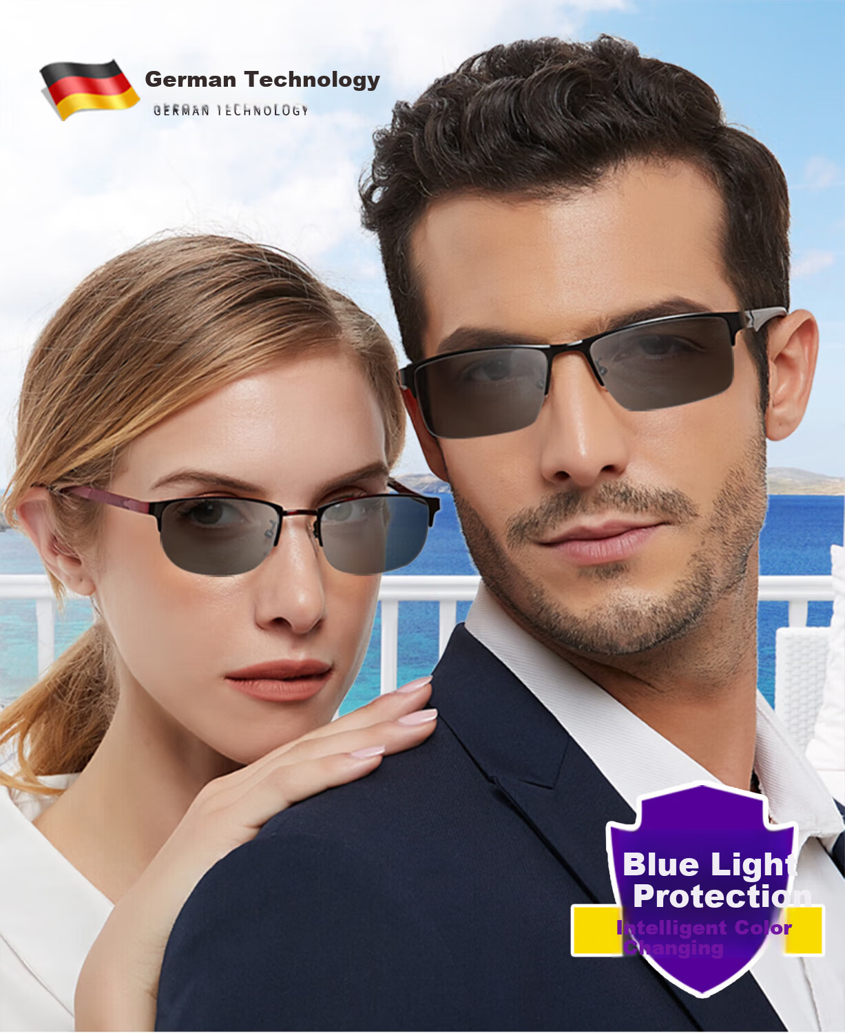 GOGOSOON German Lenses Reading Glasses for Men, Bifocal Automatic Power Adjustment, Smart Zoom And Color-Changing, High-Definition Anti-Blue Light 1