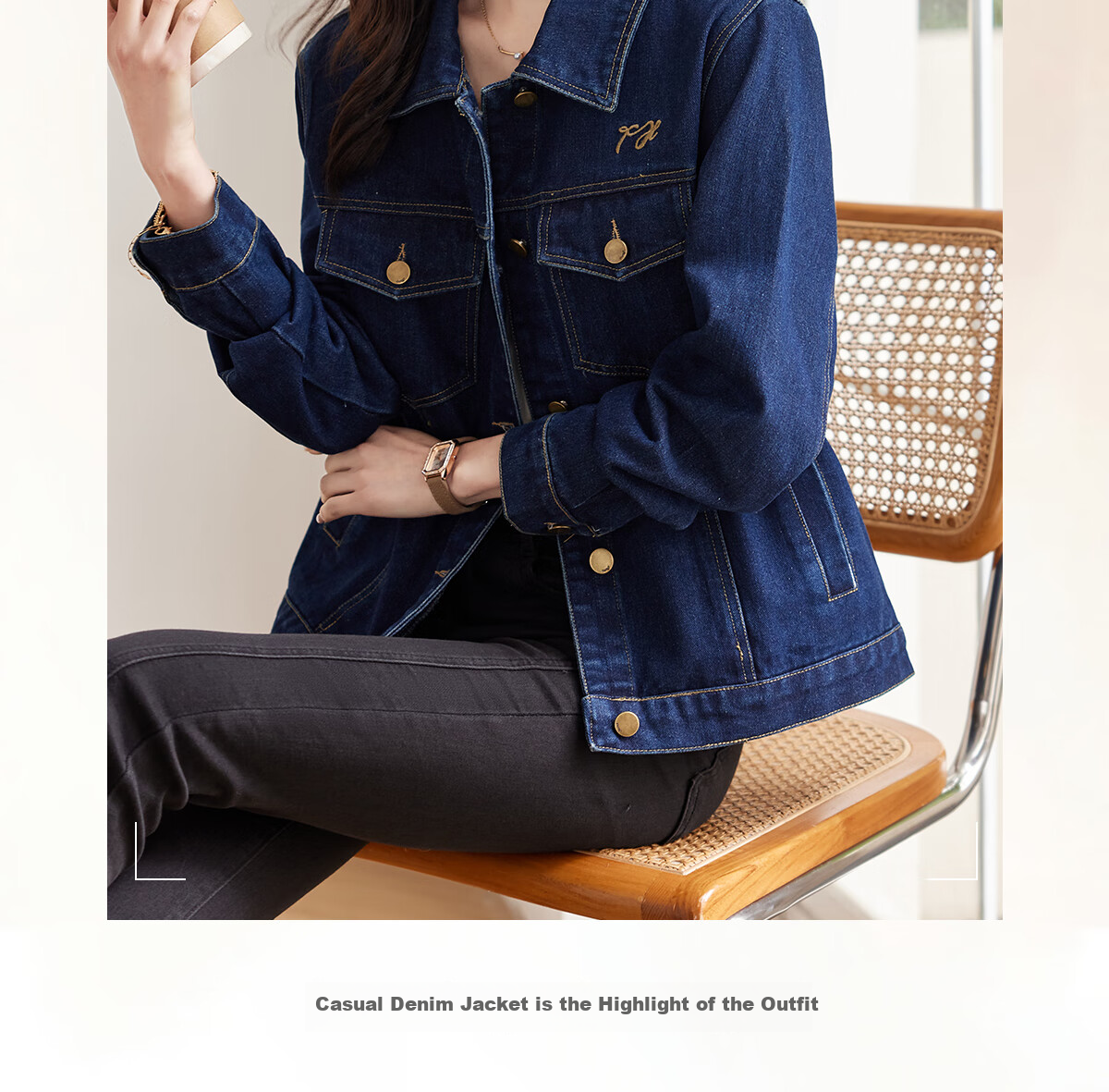 She Enjoy Vintage Denim Jacket Women Commuter Versatile Short Cardigan T53D040 2