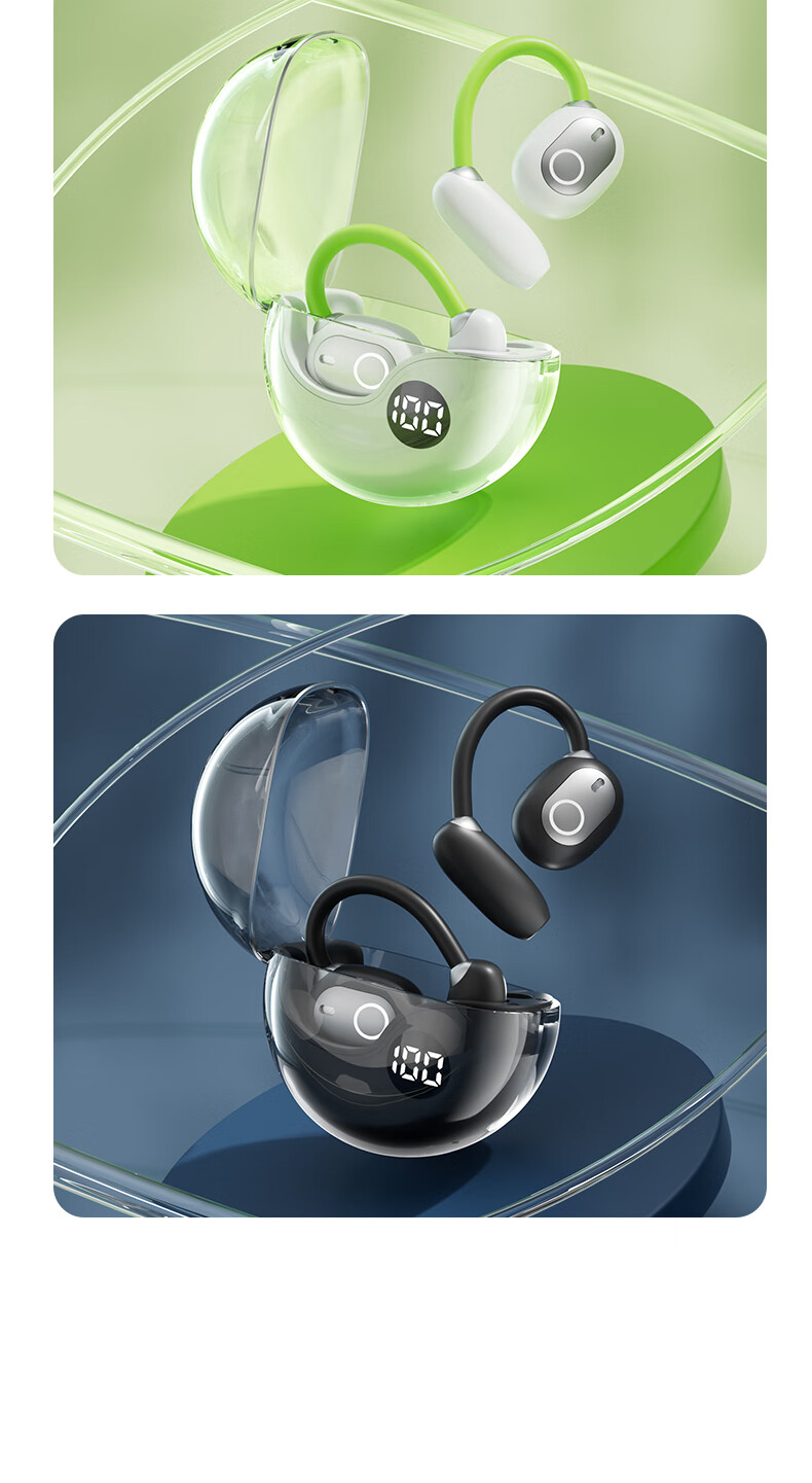 CLAISON [2025 New Model | Berlin Voice] Bluetooth Headphones, Ear-Hook Style, LED Display, Bone Conduction Concept, Wireless, Non-In, Open-Ear Design, Long-Lasting Battery Life, M80-White 13