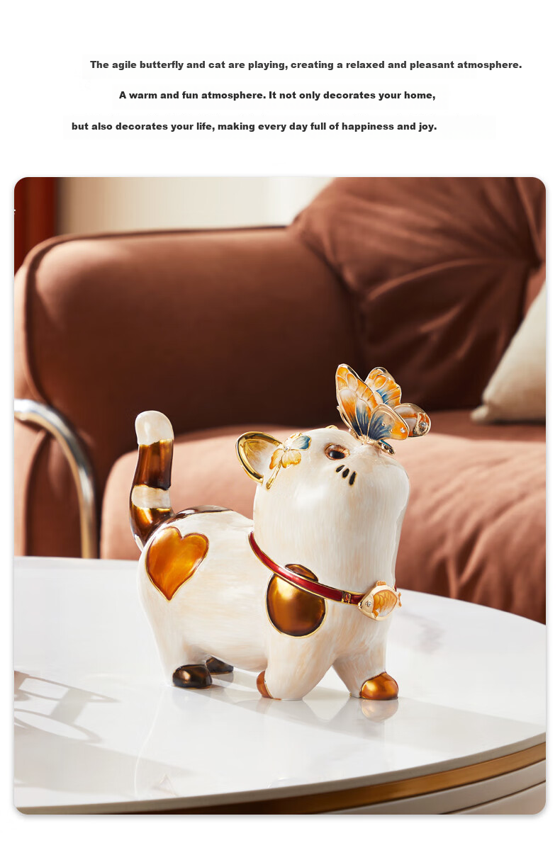 Nuoshiman Luxury Cat Figurine, Home Living Room Office Moving New House Gift, Birthday Present for Girlfriend, Wedding Gift for Newlyweds 3