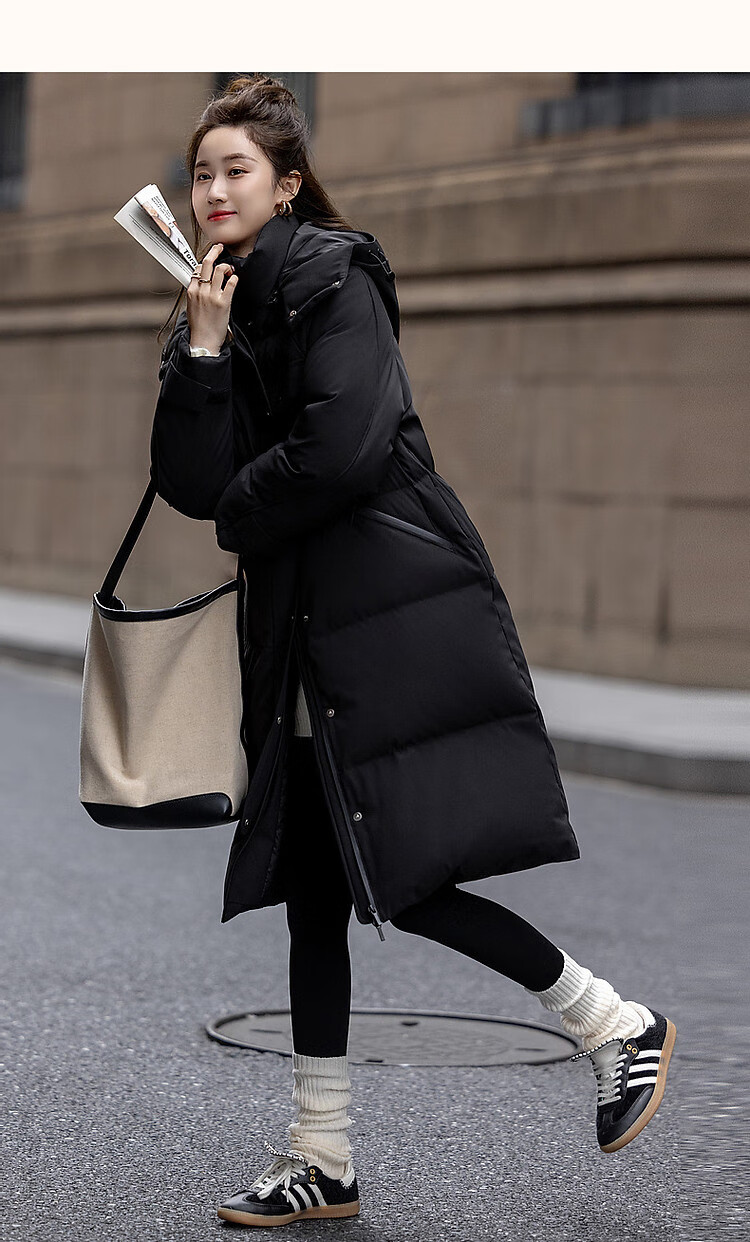 Dme [Nordic Cotton Triple Protection System] Winter Outdoor 90% Duck Down Hooded Long Women's down Jacket, Warm Coat 20