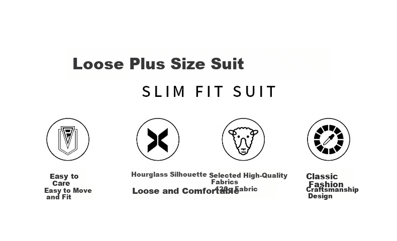 Dibinze Plus Size Suit Set for Men, Loose-Fitting Large Size Formal Wear Jacket for Overweight Grooms And Groomsmen Wedding Attire 2