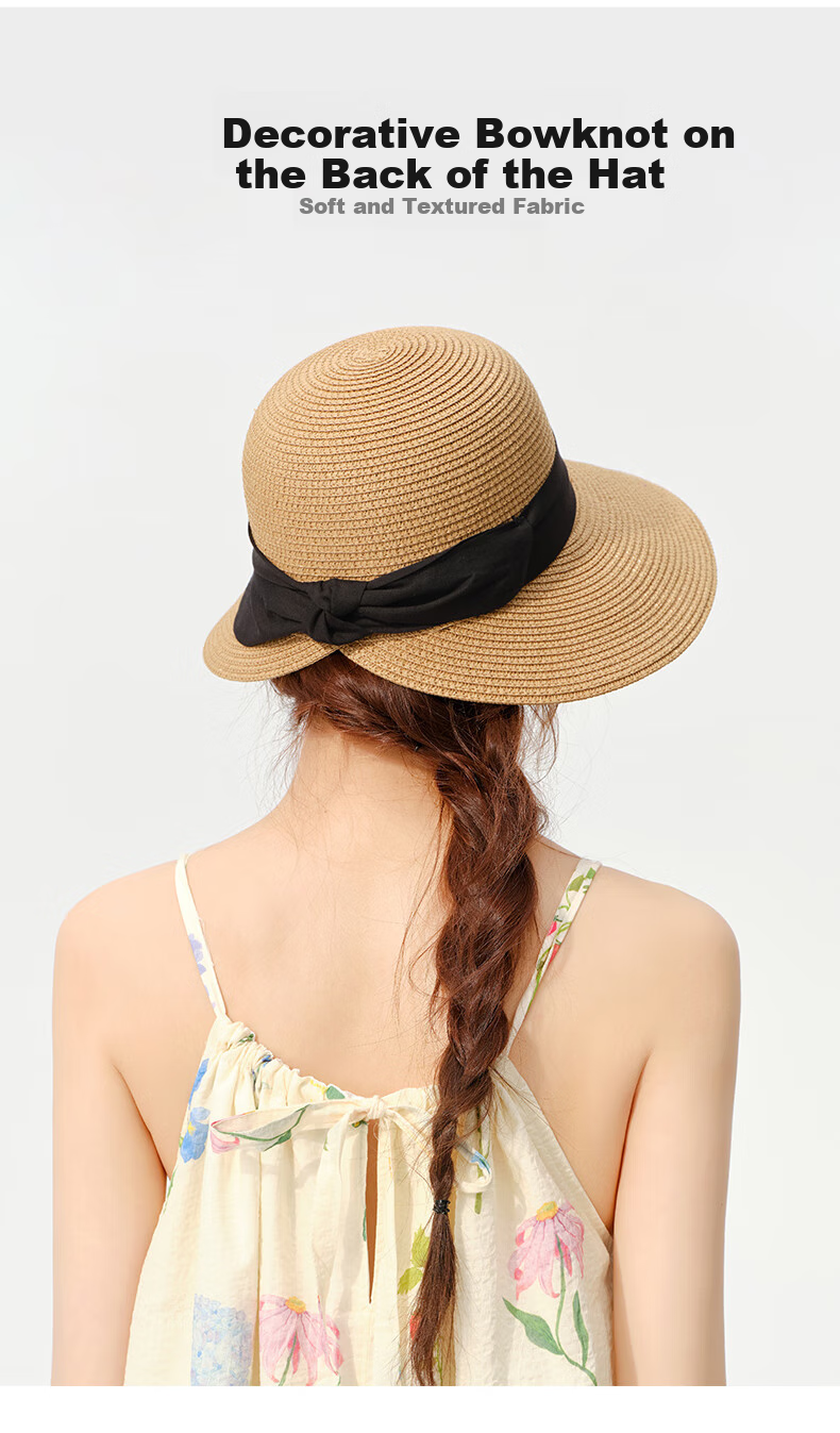 CACUSS Sun Hat for Women, Summer UV Protection Hat with Wide Brim, Open Top Straw Hat, Sun Visor, Rollable Hat for Women, Gelin Brow 6