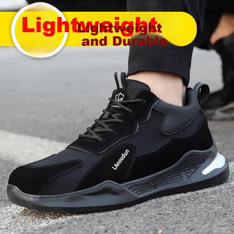 Lanoudun Safety Shoes for Men, Lightweight And Comfortable, Anti-Smashing Toe Cap, Puncture-Resistant, Work Safety, Wear-Resistant Construction Site Shoes 2132S Size 38