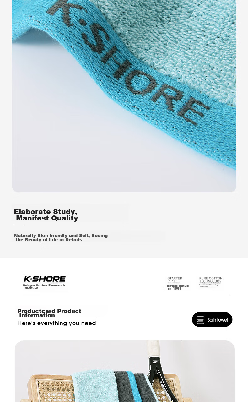KING SHORE Sports Towel, 100% Pure Cotton Large Towel, Odor-Resistant, Mold-Proof, Antibacterial, for Fitness Use, Individually Packaged, Athletic 9