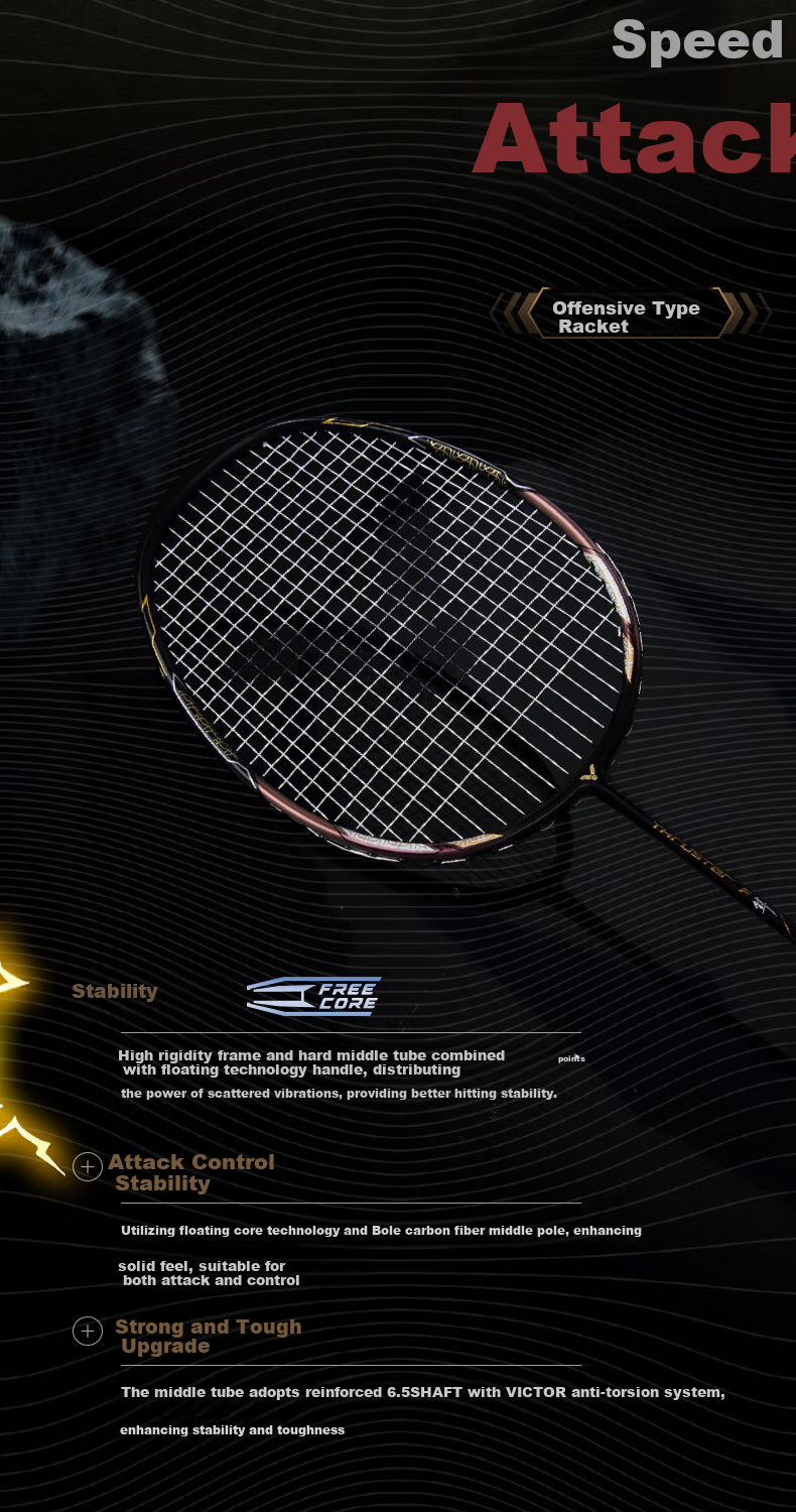 VICTOR Official Flagship Store Badminton Racket Alloy Carbon Fiber Professional Offensive Racket Black Gold Claw TK-F C UltraCX 2