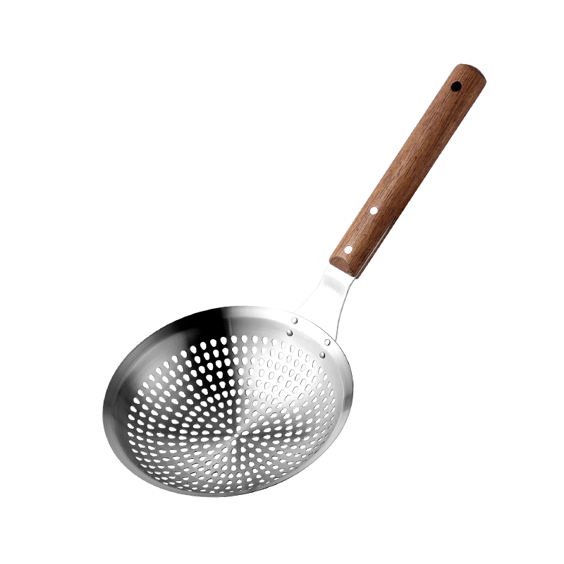 Baijie Stainless Steel Large Skimmer Commercial Chef Strainer Ladle Noodle Dumpling Strainer Household Kitchen Filter Large Spider Strainer