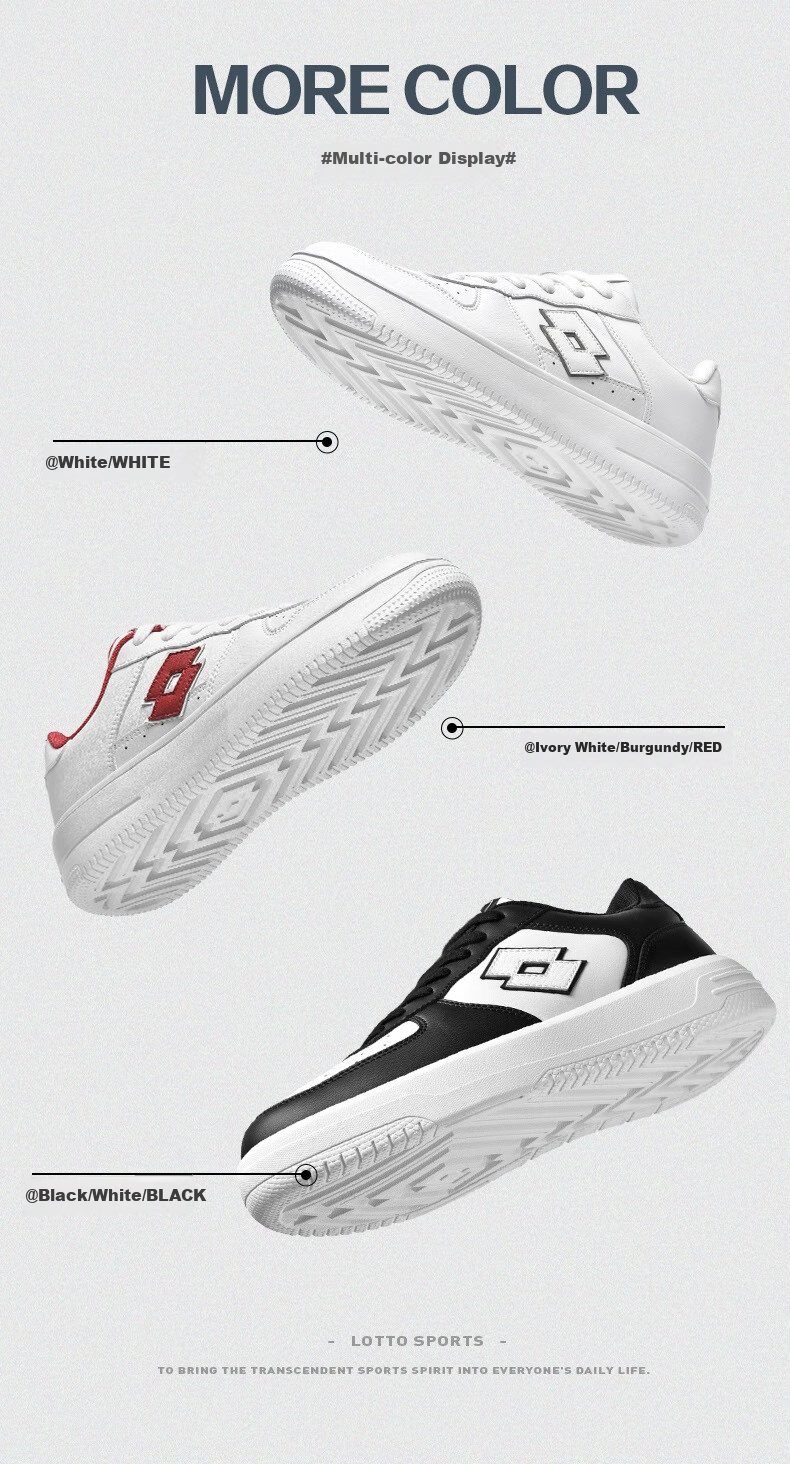 LOTTO Men's Retro Thick-Soled Casual Skate Shoes Lightweight Sports Sneakers Black/White Size 41 2