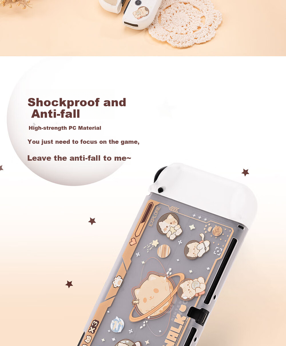 Jixiang Switch Protective Case, Oled Protective Case with Detachable Base, Shockproof And Drop-Resistant Hard Shell Handle Cover, Oled Cat Sickle Sack Protective Case 5