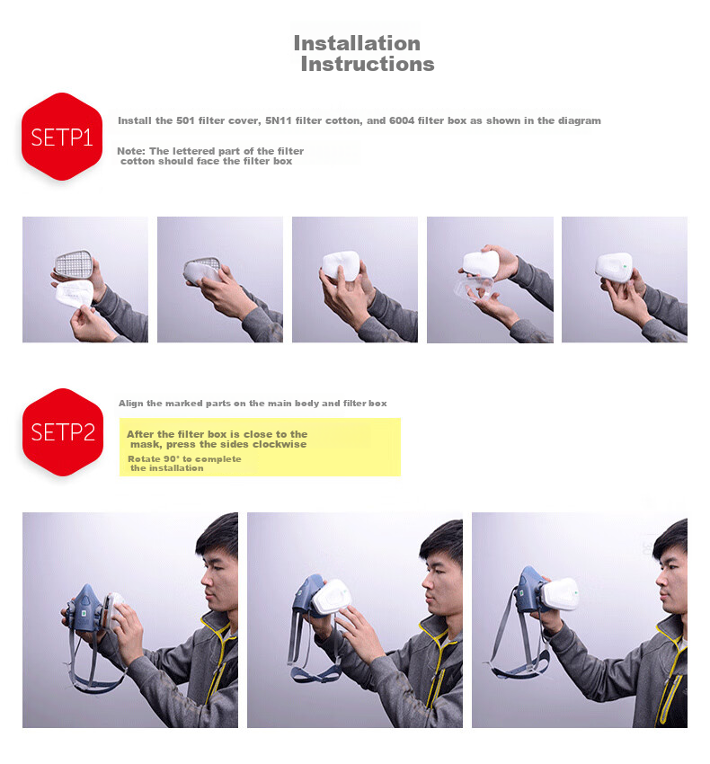 3M 7502 Gas Mask, Silicone Half Face Respirator, Requires Filter Cartridge for Use, Firefighting Mask 8