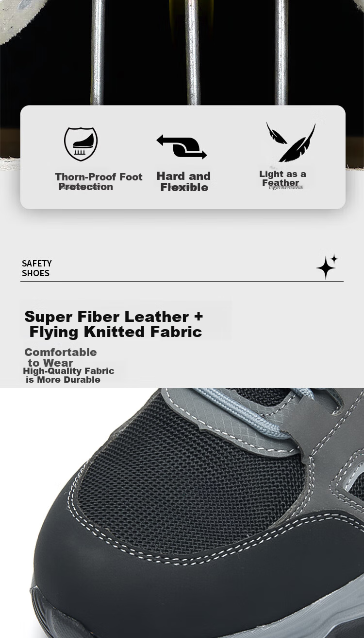 Dinggu Safety Shoes for Men, New Style, Odor-Resistant, Anti-Smashing, Puncture-Resistant, Safety Work Shoes, All-Season Model 1012hui39 4