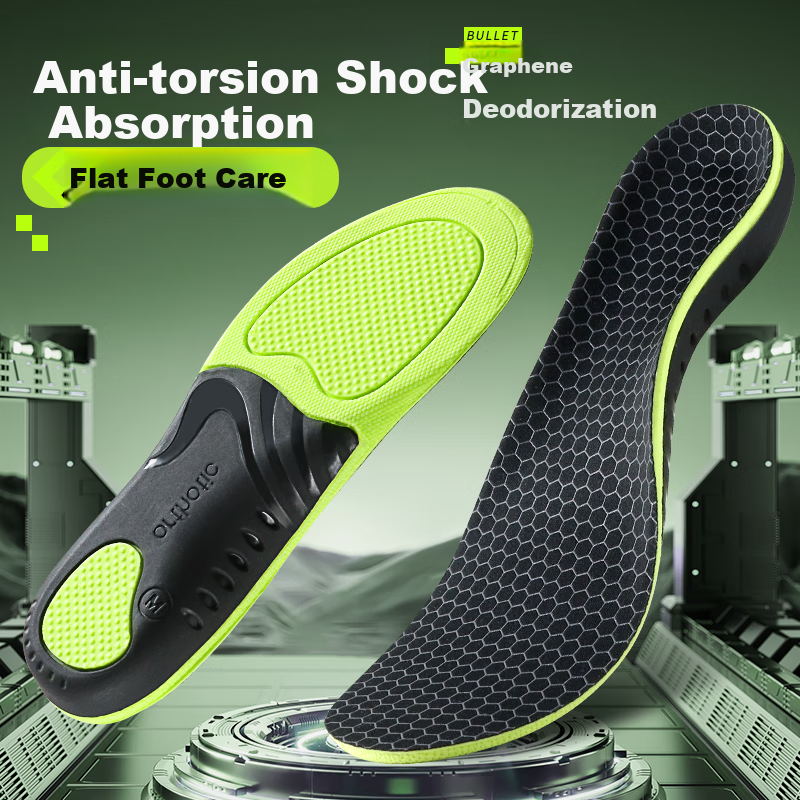 BUYUN Arch Support Insoles for Sports Shoes, Thick High-Elastic Shock-Absorbing Cushioning for Men's Feet