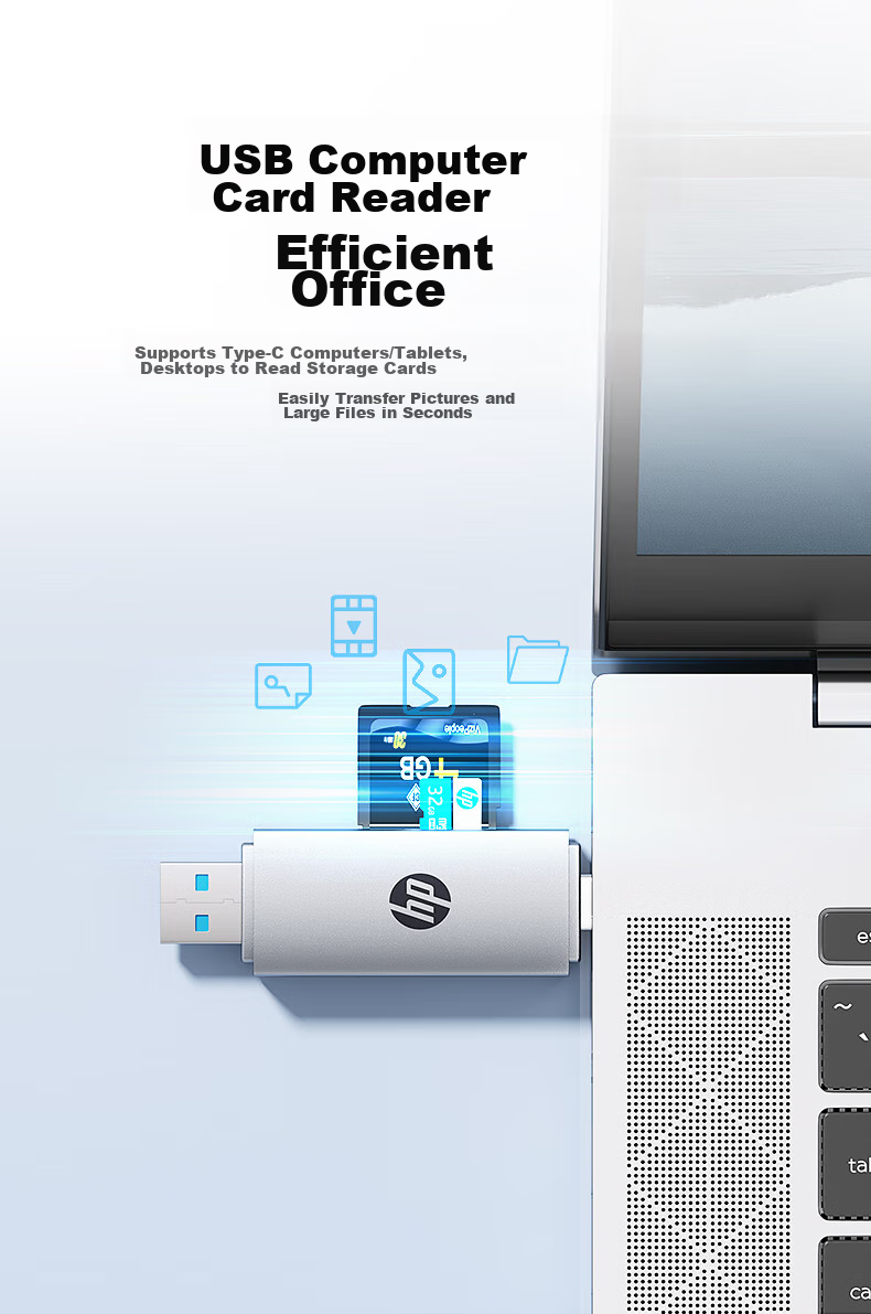 HP Memory Card Reader with Type-C/USB Dual Ports, Supports SD/TF Card Transfer, Compatible with Phones, Computers, Tablets, IPad, Dash Cams And Surveillance Devices 3