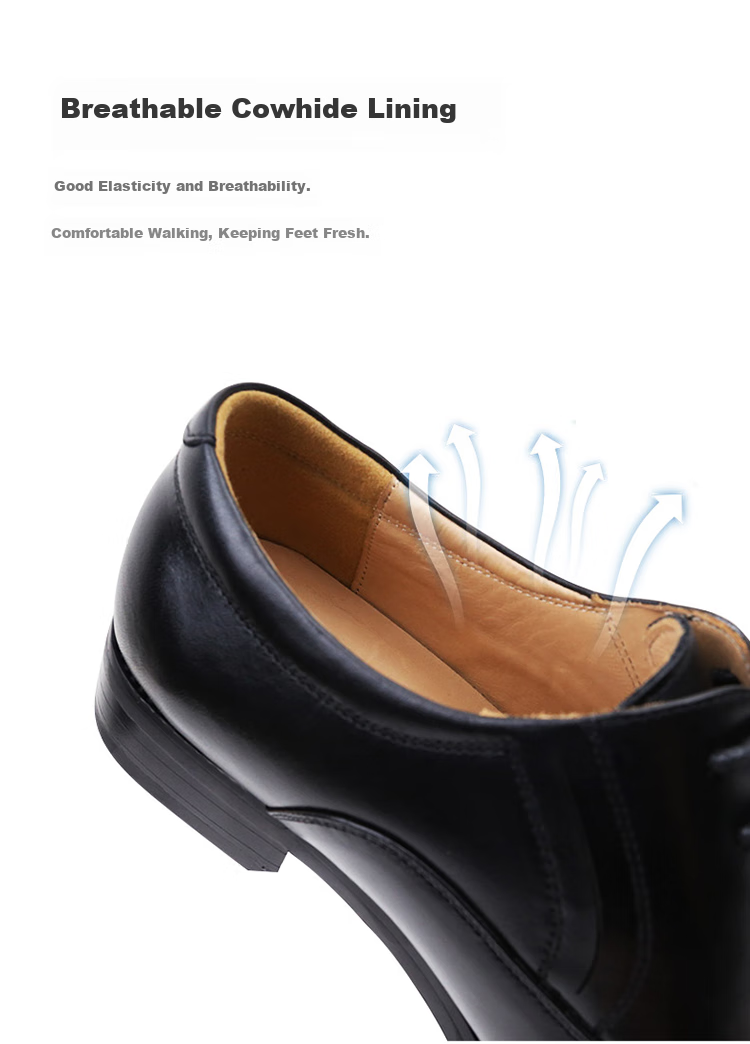 Qiangren Leather Formal Shoes, Jihua 3515 Quality Three-Joint Business Men's Shoes, JD305 Lace-Up Style, Size 40 8