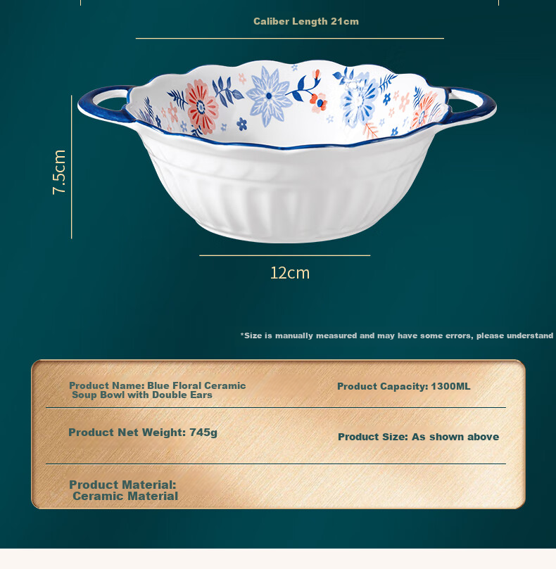 Baijie Ceramic Soup Bowl Large 9-Inch Household Pickled Fish Soup Basin for Spicy Hot Pot and Boiled Meat Slices Single Piece 15