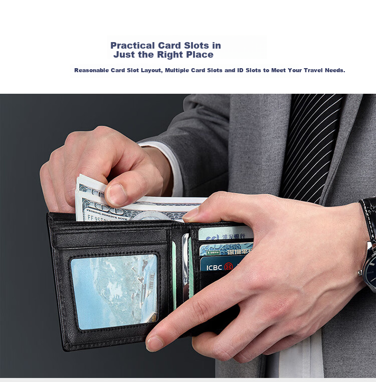 GOLF Men's Wallet, Top-Grain Leather, Horizontal Short Style, Multi-Card Slots, Bank Card Holder, Leather Billfold, Gift Box Packaging 8