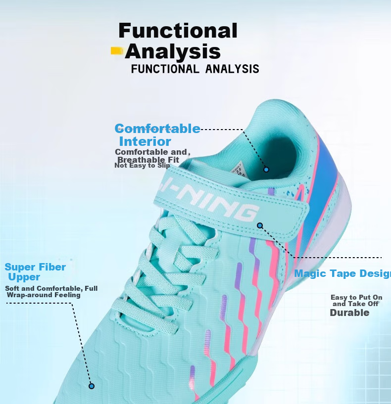 Li-Ning Children's Soccer Shoes TF Turf Cleats for Boys And Girls Aged 6-12, Professional Training And Competition Artificial Grass Football Boots for Older Kids, Size 31 1