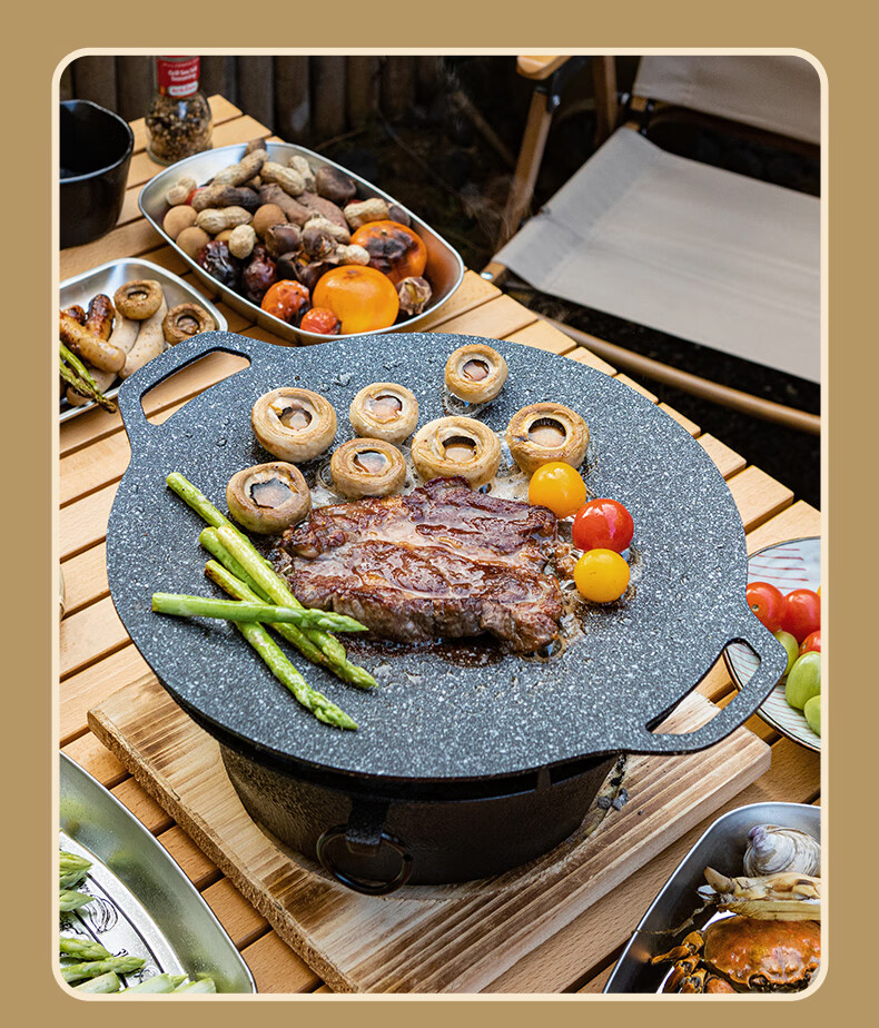 E-Rover Tea Brewing Tray, Grill Pan, Barbecue Plate, Korean-Style Grilled Meat Pan, Portable Stove Maifan Stone Grilling Pot 27