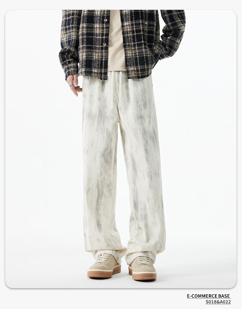 SWAMP AREA Casual Pants for Men And Women, Trendy Straight-Leg Loose-Fit American-Style Sweatpants K019 Beige 2XL 5