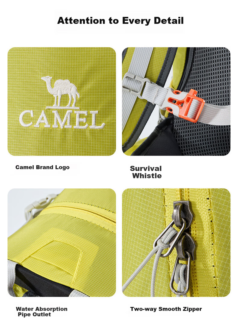 CAMEL Dawn Outdoor Lightweight Hiking Backpack, Sports Camping Leisure Travel Mountaineering Pack, Lemon Yellow 14