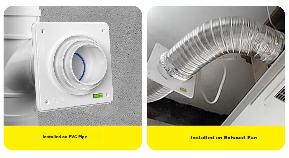 Haili Range Hood Check Valve, Bathroom Flue Kitchen Oil Smoke Dedicated One-Bathroom Two-Flue Range Hood Non-Return Valve Y12 23
