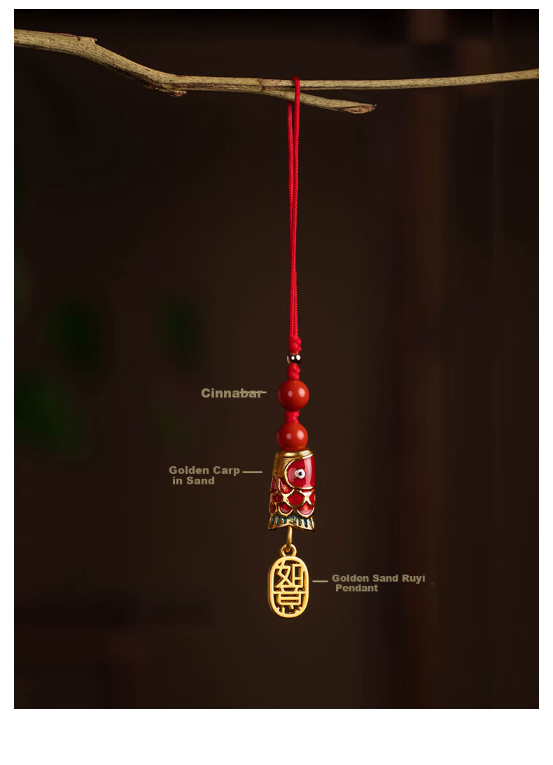 Yingkaida Phone Lanyard, Phone Strap Pendant, Apple Pro 2 Lanyard for Men And Women, Short Detachable Ring Buckle, USB Drive Keychain, Multifunctional Accessory, Ruyi Koi Fish Desig 8