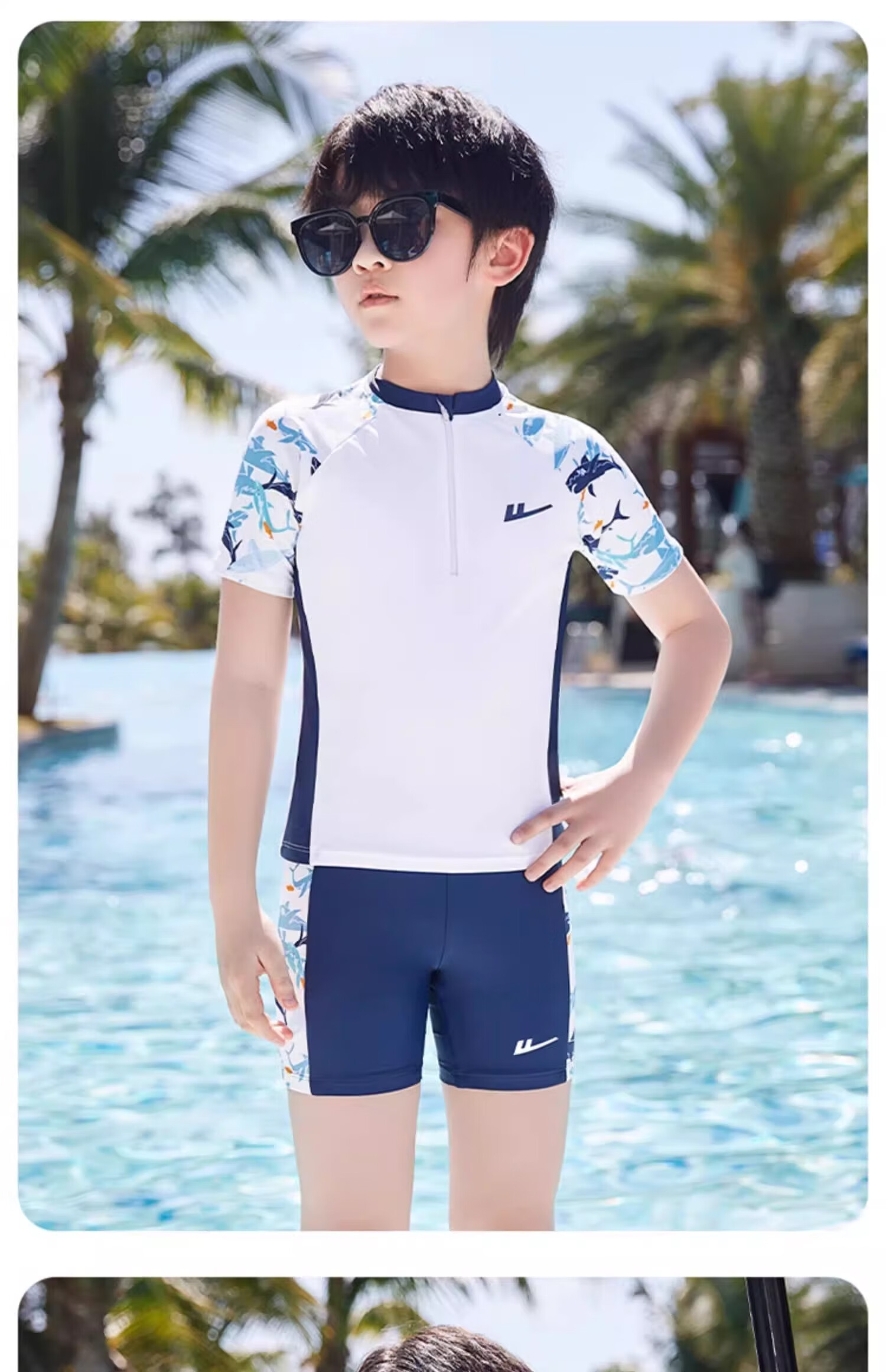 Huili Children's Swimwear, Boys' Two-Piece Swimsuit, Hot Spring Set 34012, Blue, XL 11