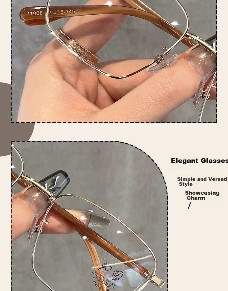 Cuntiandaofu Blue Light Blocking Glasses, Non-Prescription Glasses, Anti-Radiation Glasses, Ultra-Light Retro Square Frame High-End Glasses, Wood Grain Gold Frame 4