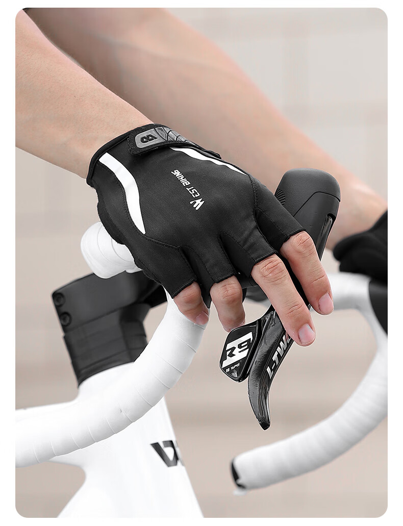WestBiking Bicycle Riding Gloves, Thickened Shock-Absorbing Fingerless Gloves, Breathable Short Finger Gloves, Unisex Gloves for Men And Women, White, XL 12