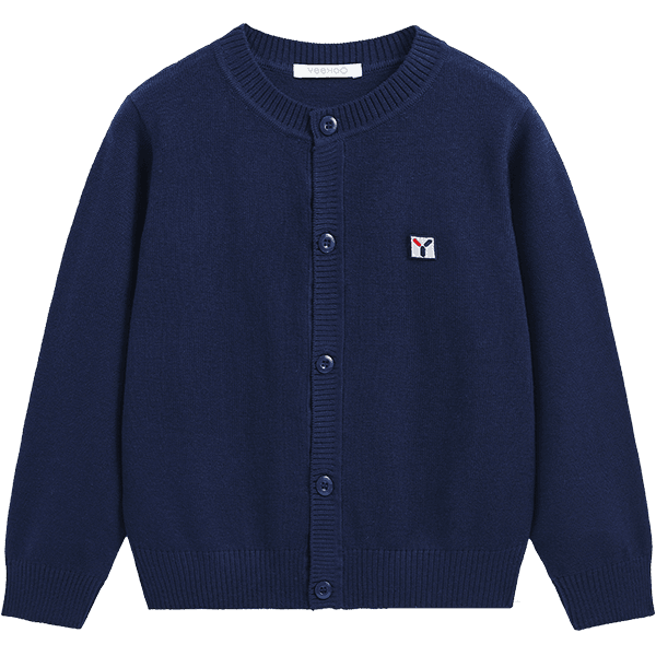 YEEHOO Girls Wool Sweater Children's Cardigan Mid-Large Kids Wool Warm Knit Jacket Spring College Style Dark Blue 120